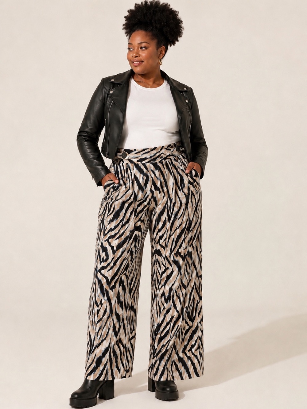 ROBERT LOUIS Abstract Zebra Print Pull-On Pants Women’s Pus Size 3X NWT
